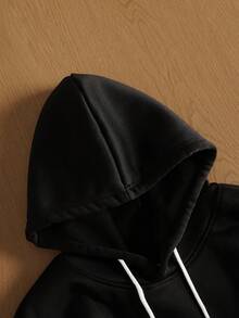 TOKVUE Sudadera con capucha holgada de bloques de color 2 en 1 con cordón, sudadera con capucha negra y blanca, sudaderas con capucha para hombres Y2K, sudaderas casuales para hombres, para otoño - Negro - Ver 4