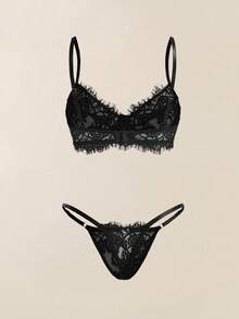 Snug Zone 4件套女士纯色透明蕾丝细肩带性感内衣套装 - 彩色 - 查看 4