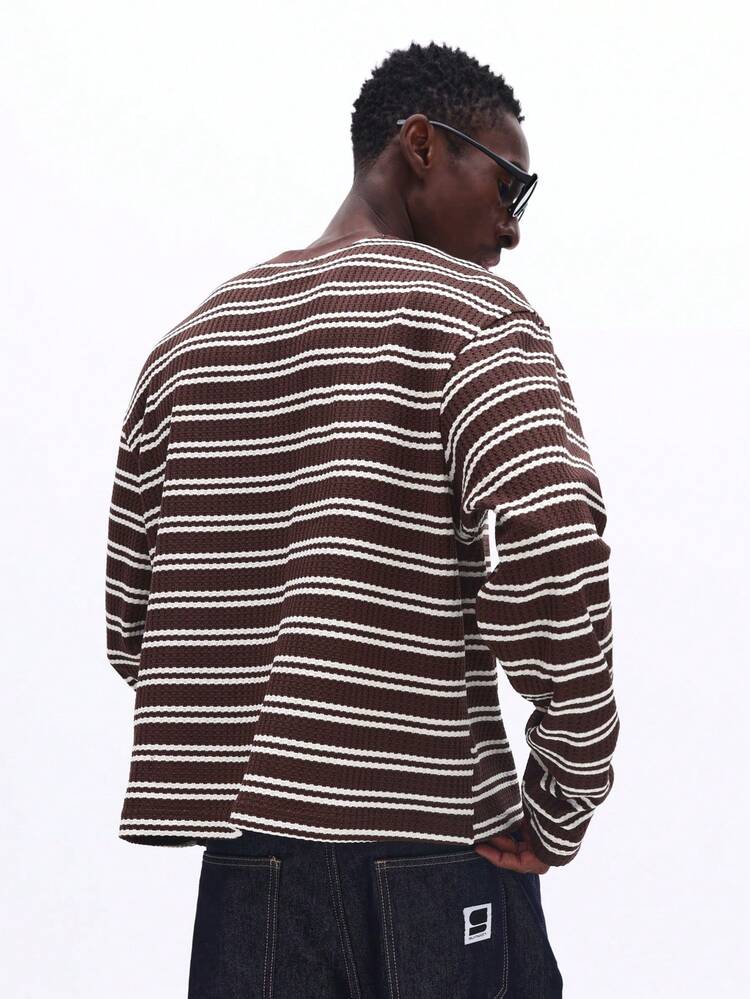 SUMWON Long Sleeve Striped Crew Neck Pullover Sweater For Casual Everyday Wear And Fall Winter Layering