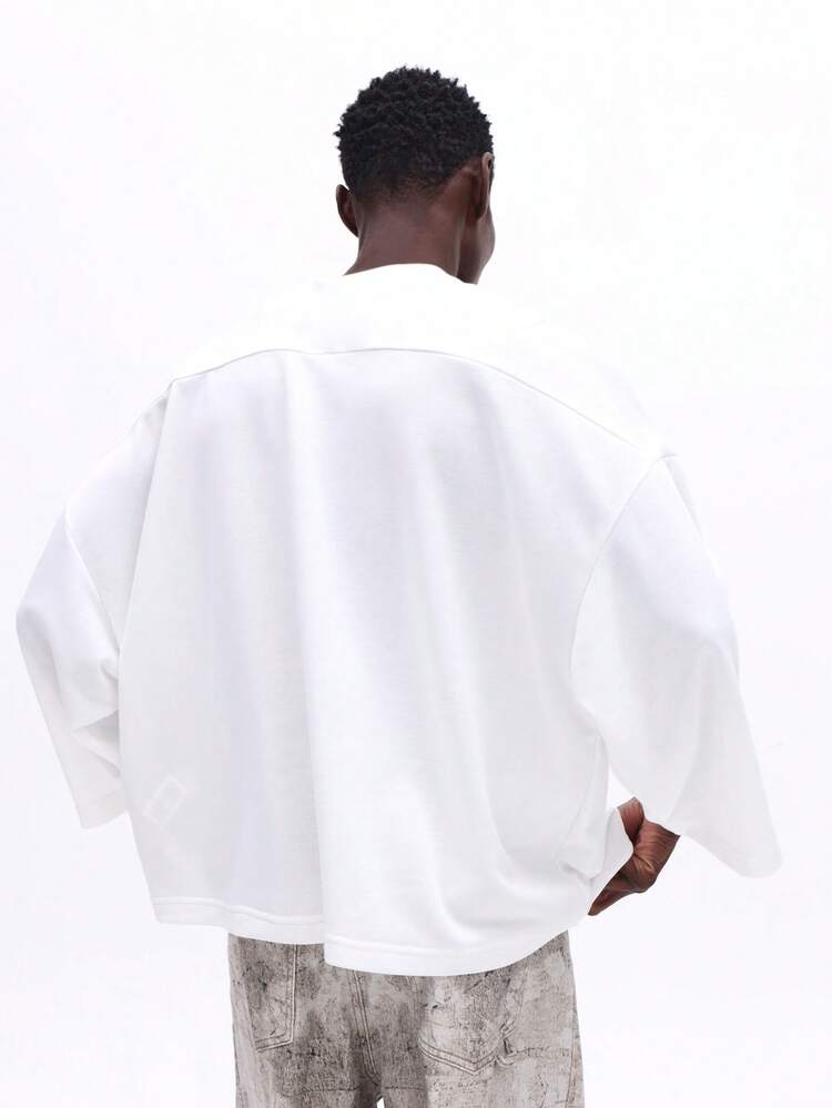 SUMWON Maglietta a maniche lunghe con girocollo e stampa del logo del marchio sul petto, casual, streetwear, adatta per l'uso quotidiano in autunno e inverno, tinta unita