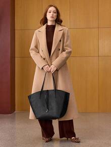 MOTF PREMIUM PU LEATHER OVERSIZED TOTE BAG - braided embossed black - View 5