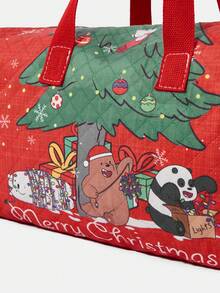 We Bare Bears X SHEIN Cute Women's Large Capacity Cartoon Pattern Tote Bag, Travel Bag, Tote Bag, Over Night Holiday Luggage Travel Duffel Bag, Large Capacity Waterproof Gym Bag, Weekend Carry-On Handbag, Christmas, Xmas - cartoon - View 6