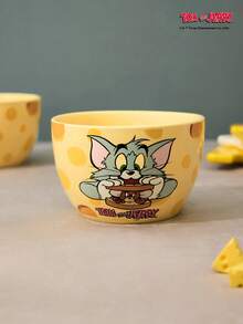 TOM & JERRY X Joivida 1 pezzo Ciotola in ceramica X Joivida, giallo brillante con motivo Together, ciotola decorativa per frutta per casa, cucina, sala da pranzo, soggiorno, ottima per spuntino, caramelle, dessert, insalata, conservazione, piatto per torta, un regalo divertente per matrimonio, banchetto, compleanno - Giallo - Visualizzare 7
