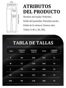 Pantalones casuales sueltos de pierna recta con plisados de cintura alta negros para mujeres, pantalones anchos de color liso, pantalones de mujer, textura, simple, casual, de moda y versátil - Negro - Ver 9