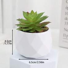 1株人造植绒多肉植物，菱形图案/白色小盆栽，仿真花桌面摆件，迷你盆栽景观绿植，情人节、生日、毕业季、家居装饰、返校季、房间装饰、学习用品 - 彩色 - 查看 14