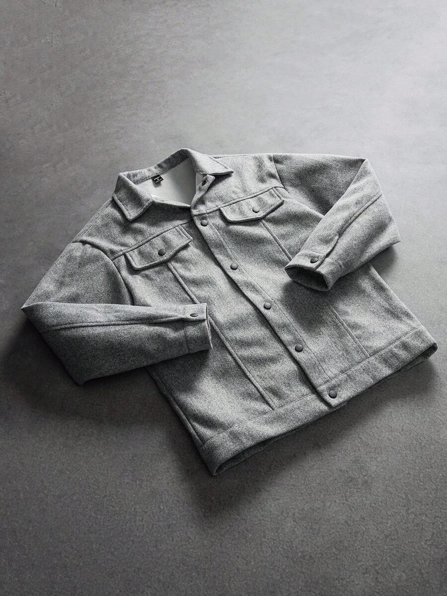 SLATEMANN Men's Loose Single Breasted Leisure Jacket, Suitable For Autumn & Winter - Grey - View 1