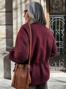 Vivie Lora Women's Suede Loose Waist Regular Jacket Women Coats - Burgundy - View 7