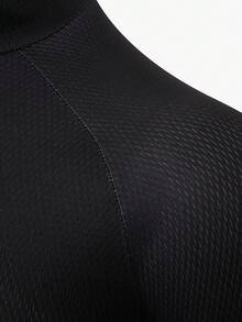 Acti Log Tricou de ciclism pentru bărbați, cu mânecă raglan în culori contrastante, cu fermoar în față - Negru - Vizualizare 6