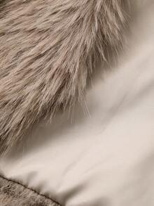 DAZY 女士时尚复古风纯色毛绒短外套，秋冬女式外套 - 灰色 - 查看 7