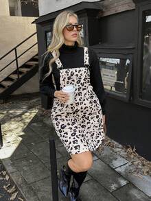 EMERY ROSE Women's Leopard Print Dress With Pockets, Adjustable Strap Length, Casual Everyday Wear - Multicolor - View 3