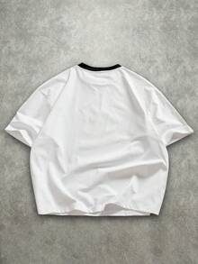 Manfinity ZONE917 Loose Retro American Style Striped Collar Contrast Color Short Sleeve T-Shirt (High Quality) Number Jersey Football Shirt - White - View 5