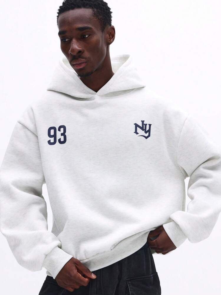 SUMWON Sudadera con capucha gráfica para hombre con logotipo de NY y estampado del número 93, sudadera con capucha con cordón, perfecta para el otoño y el invierno, moda casual de calle, lisa