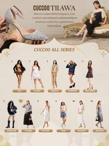 CUCCOO TILAWA 女士水晶装饰优雅细高跟派对鞋，尖头高跟鞋玻璃杯鞋跟中跟金色女士高跟凉鞋带透明 PVC 闪光