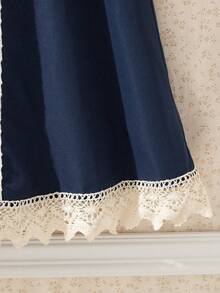 Souflis Souflis Toddler Girls' Sleeveless Ruffle Collar A-Line Hem Cute Navy Blue Dress, Summer