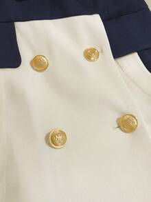 GlowEve Blazer Feminino com Decote Ombro, Botões e Bolso em Contraste de Cor - Multicolorido - Visão 4