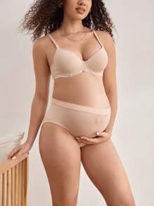 Moonlight&Mama Maternity Solid Color Elastic Waist Comfortable Underwear - Multicolor - View 4