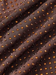 SHEIN MOD Elegante parte superior de mujer con cuello drapeado, adornada con rhinestones marrones, parte superior de fiesta, primavera, parte superior con lentejuelas, parte superior brillante, parte superior con brillo, elegante parte superior para mujer, parte superior para salir de noche, clubes, Día de San Valentín, concierto de country, San Valentín para mujeres