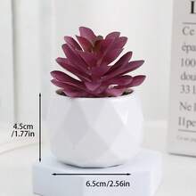 1株人造植绒多肉植物，菱形图案/白色小盆栽，仿真花桌面摆件，迷你盆栽景观绿植，情人节、生日、毕业季、家居装饰、返校季、房间装饰、学习用品 - 彩色 - 查看 36