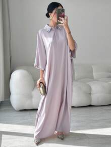 Yasmyna 女士土耳其长款连衣裙和阿拉伯传统长袍 - 粉色 - 查看 5