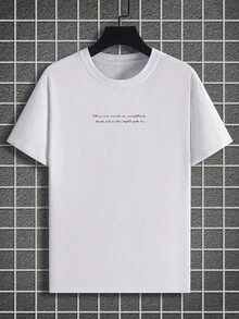 Manfinity EMRG 男士加大码大卫图案印花圆领宽松休闲短袖T恤 - 白色 - 查看 2