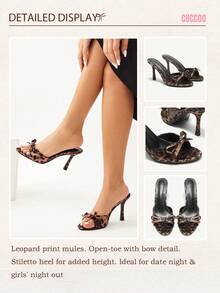 CUCCOO CHICEST Brown PU Women's Mule Pointed Toe High Heel Sandals Elegant Sandals Leopard Print Summer Shoes Summer Break Easter Prom Heels For Christmas Elegant Shoes Wedding Shoes Summer Shoes Bride Shoes - Coffee Brown - View 7