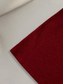 Franclia 条纹纹理优雅圆领中长连衣裙（女款） - 紅色 - 查看 5