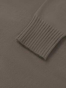 GlowEve 女士蓝色毛衣，新款秋冬金属纽扣不对称开襟羊毛衫，百搭通勤风格 - 深灰色 - 查看 4