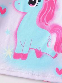 SHEIN Perso Play 2件套女婴可爱独角兽印花连体衣和打底裤睡衣套装 - 紫色 - 查看 6