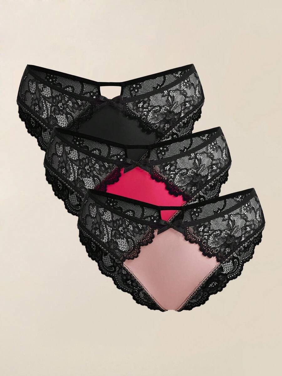 Snug Zone Women's Low-Rise Lace Panties, 3pcs/Pack Lingerie - Multicolor - View 1