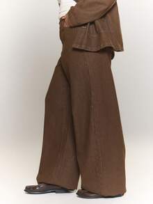 MUSERA 加大码水洗低腰宽松牛仔裤，90年代春季可爱夏季休闲西部风，适合音乐会、音乐节、锐舞派对、纳什维尔、返校季、办公室、工作等各种场合。 - 棕色 - 查看 3