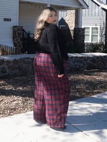 Enliva Casual Loose Plus Size Comfortable Wide Leg Pants, Suitable For Autumn/Winter Suitable For Going Out, For Apple Rounded Body Shape - Multicolor - View 4