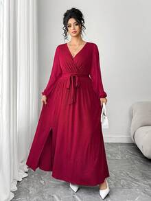 Elenzga Valentine's Day Elegant Red Sequin Plus Size Dress For Valentine's Day - Red - View 6