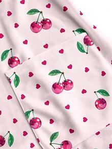 TaskEZ Valentine's Day Heart Cherry Nurse Scrub Uniform Top For Women - متعدد الألوان - مشاهدة 5