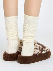 ROMWE Kawaii 2025 Women's New Thick Sole Fluffy Slide Slippers, Closed Toe Slip On Sandals, Elevated Platform, Suitable For Spring, Autumn, Winter, Suitable For Small Size, Indoor/Office Wear, Size 35-40 - Apricot - View 6