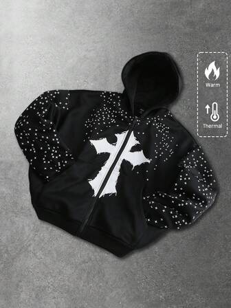 Felpa con cappuccio a maniche lunghe con stampa da donna