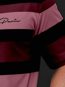 Manfinity Homme Plus Size Men's Striped Short Sleeve Casual/Business Polo Shirt - Multicolor - View 5