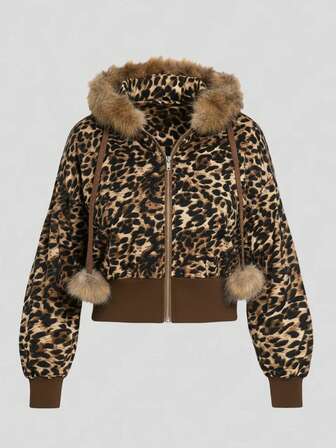 J-Fashion Felpa con vita stretta a stampa leopardata, taglie comode per donna