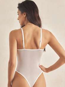 Charlaine Body feminino sem costas com renda, lingerie de noiva sexy e romântica para sair