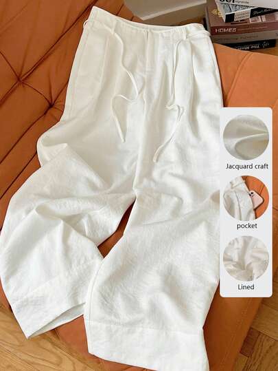 Franclia 女士纯色褶裥阔腿宽松休闲裤