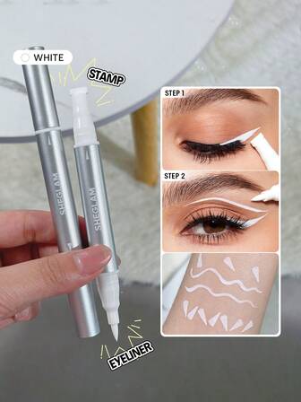 Wing It Waterproof Liner Duo-White Matita Eyeliner Opaco Altamente Pigmentata Asciugatura Rapida Ultra-Fine Impermeabile E Anti-Sudore 3 Colori Trucco Occhi Liscio Sfumabile Per Principianti Marchio Bellezza Trucco Cosmetico Per Donne Ragazze Perfetto Per Autunno Inverno Ideale Per Y2K Elegante Moda Adatto Per Compleanno Natale Presente Festa Pronto Migliore Colore