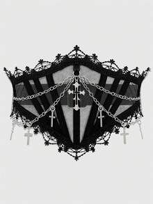 Black chain cross waist seal