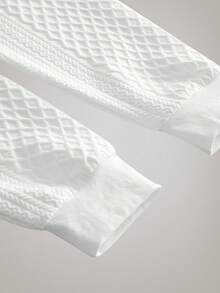 Officeau 男士秋季压纹印花圆领卫衣，春夏皆宜 - 白色 - 查看 5