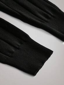 Officeau 男士休闲罗纹针织衫，圆领，简约时尚，适合日常穿着，春秋夏季皆宜 - 黑色 - 查看 4