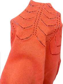 SHEIN Áo cánh dài tay cổ tròn màu trơn cho nữ mặc thường ngày năm mới - trái cam - Xem 6
