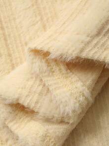 DAZY Women's Textured Striped Tie-Front Long Sleeve T-Shirt With Flared Cuffs, Dark Base, Autumn/Winter Y2k - Light Yellow - View 3