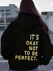 SHEIN Teenager Mädchen Schwarzer Sweatshirt mit Kontrastbuchstaben, lässiger College-Stil, bequem & modisch, Street Hip Hop Stil Pop Fashion, vielseitig, weiches Material, geeignet für den täglichen Gebrauch, Schule, Ausflüge, Outdoor-Aktivitäten, Sportbekleidung, Herbst- und Winterkleidung Sweatshirts für Mädchen Sweatshirt für Teenager Sweatshirt mit Zitat Jogging - Schwarz - Übersicht 1