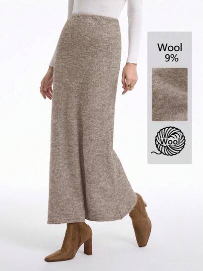 Aalyst Women's New Solid Color Elegant High-End Casual Loose Knit Sweater Skirt Set, Autumn/Winter