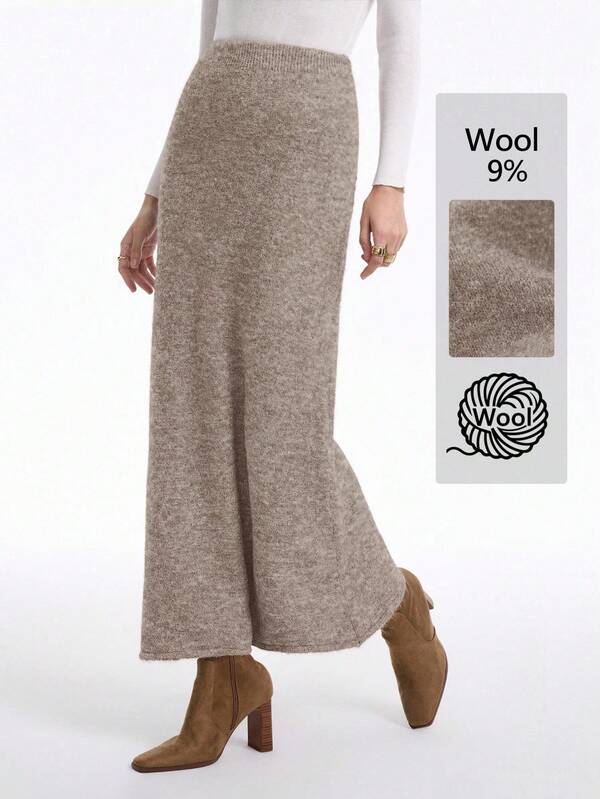 Aalyst Women's New Solid Color Elegant High-End Casual Loose Knit Sweater Skirt Set, Autumn/Winter