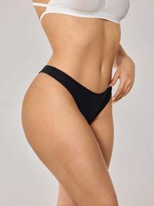 Ocili 5 件装 女士纯色舒适丁字裤 - 黑色 - 查看 9