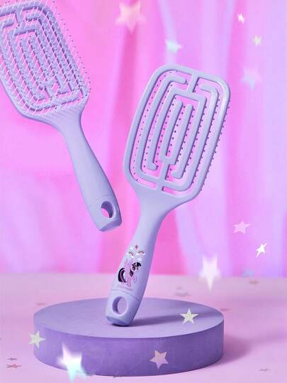 My Little Pony X SHEIN Women Hollow Out Massage Comb Ribbed Comb,Volumizing Detangling Hair Brush, Women's Long Hair Massage Comb With Hollowed-Out Design For Home Use,Wet & Dry Dual Use Hair Styling Brush,Hair Tools,Hair Products For Barber Salon Beauty Women Hair Accessories,Twilight Sparkle,Purple,Gift Ideas